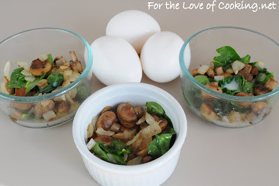 Baked Eggs with Caramelized Mushrooms, Onions, and Spinach 