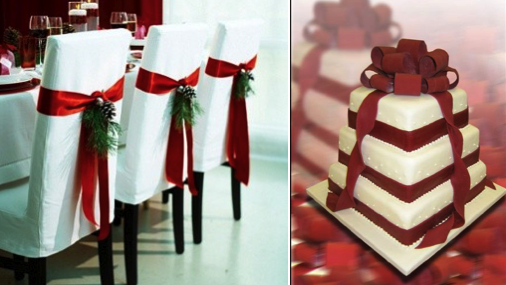 to carry out the Christmas theme Weddings and Cakes Reception decor