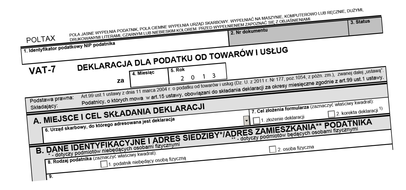 Bezpłatne Formularze Podatkowe Deklaracja VAT7(13) na rok 2013