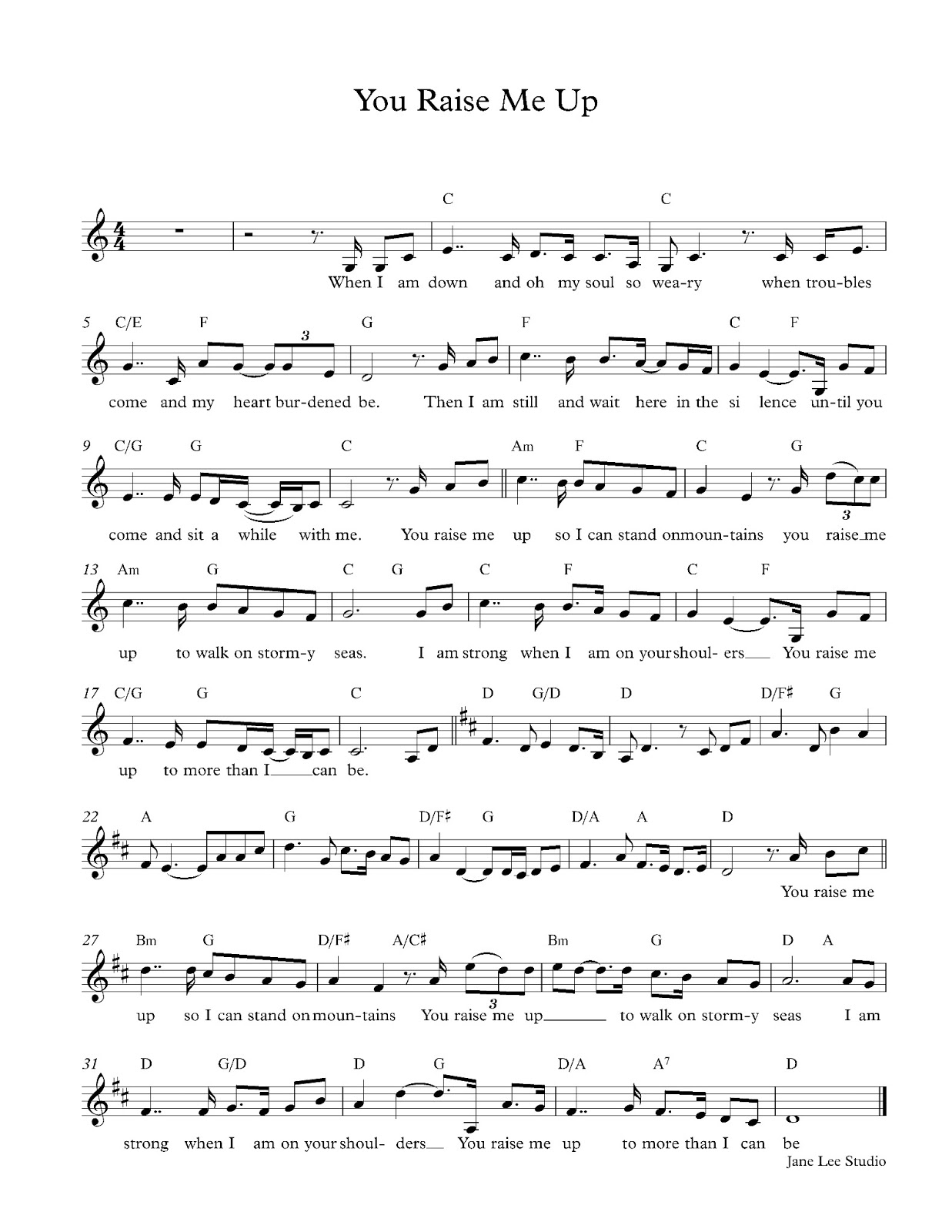 Ripple Thoughts You Raise Me Up Violin Sheet
