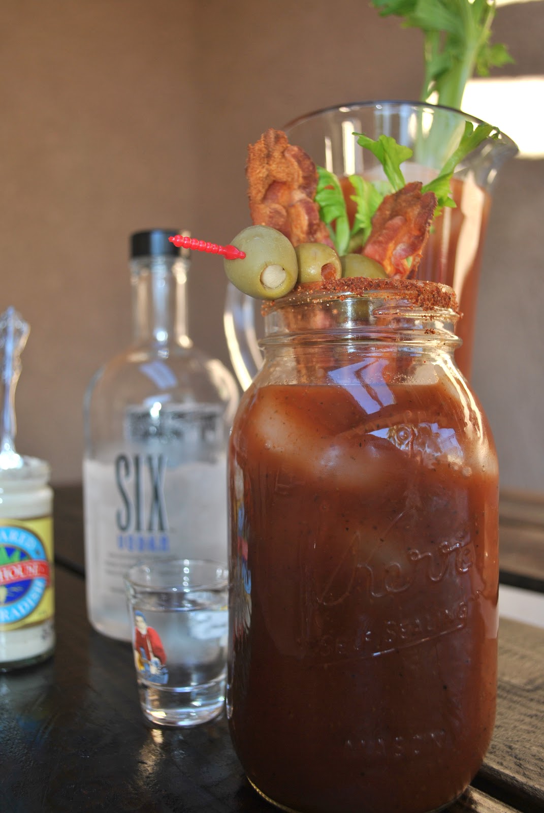 thirsty thursday.. spicy bloody mary with bacon
