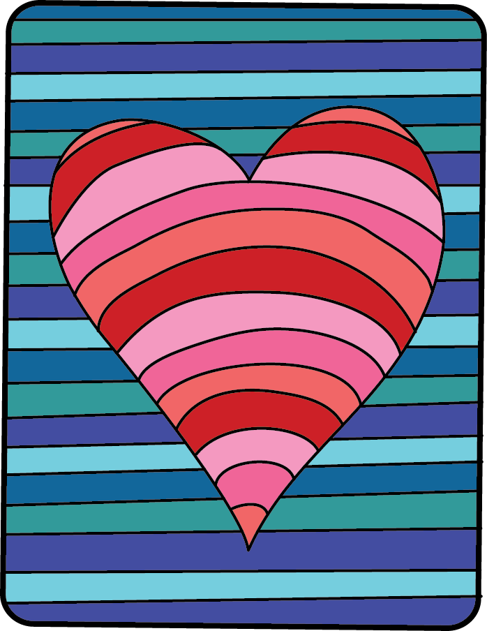 Op Art Hearts Color Study Expressive Monkey