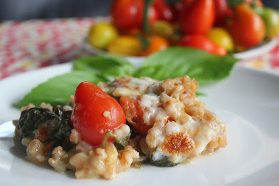 Roasted tomato farro bake