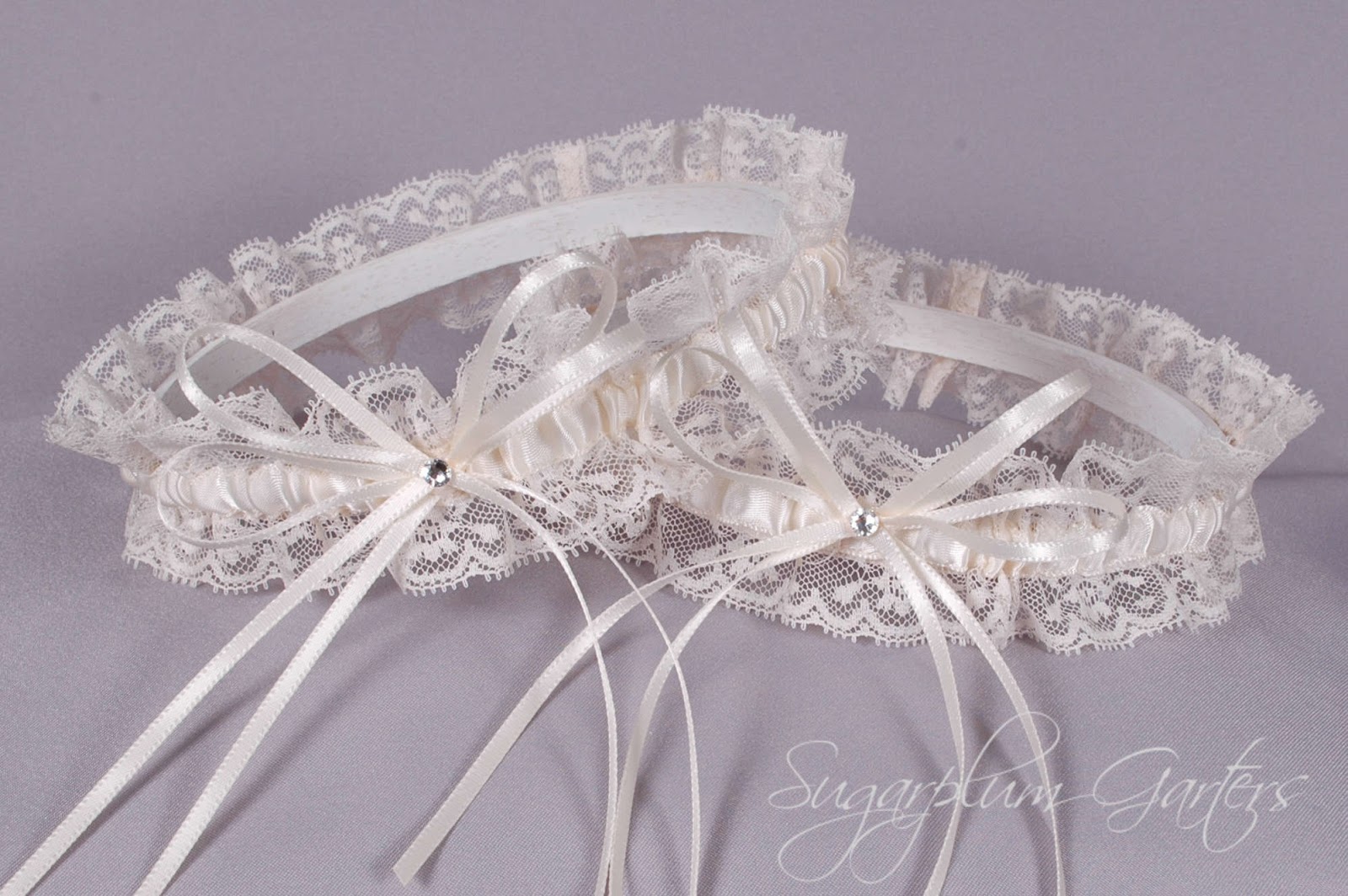 Sugarplum Garters New in the Shop Wedding Garter Set in Ivory Satin