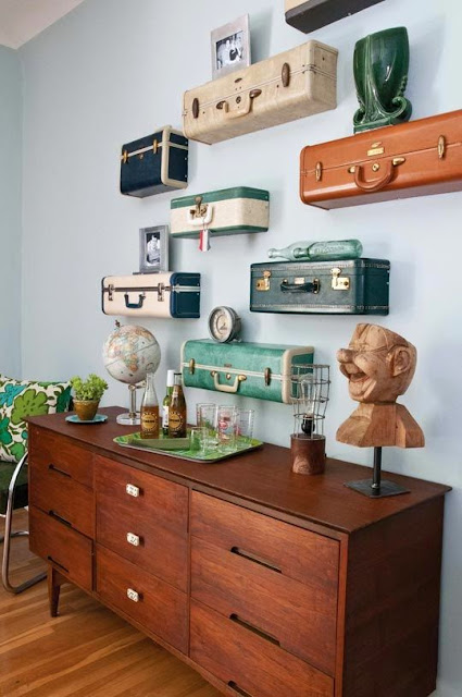10. Vintage Suitcase Into Decorative Shelves