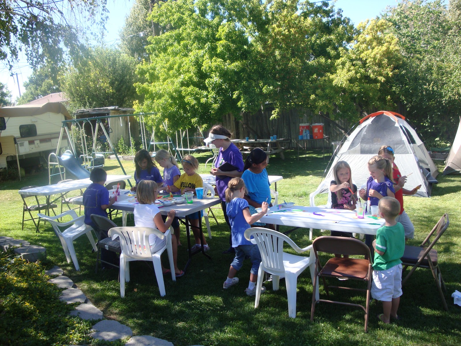 The Peterson family Girl Scout Backyard Campout