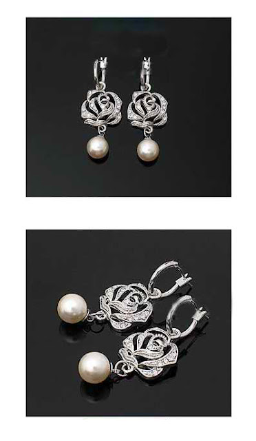 Black Lace Dress, Rose Pattern Pearl Earrings from Sammydress.com Black Lace Dress, Rose Pattern Pearl Earrings from Sammydress.com