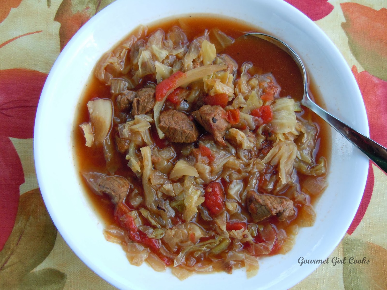 Gourmet Girl Cooks Spicy Beef & Cabbage Soup Slow Cooker