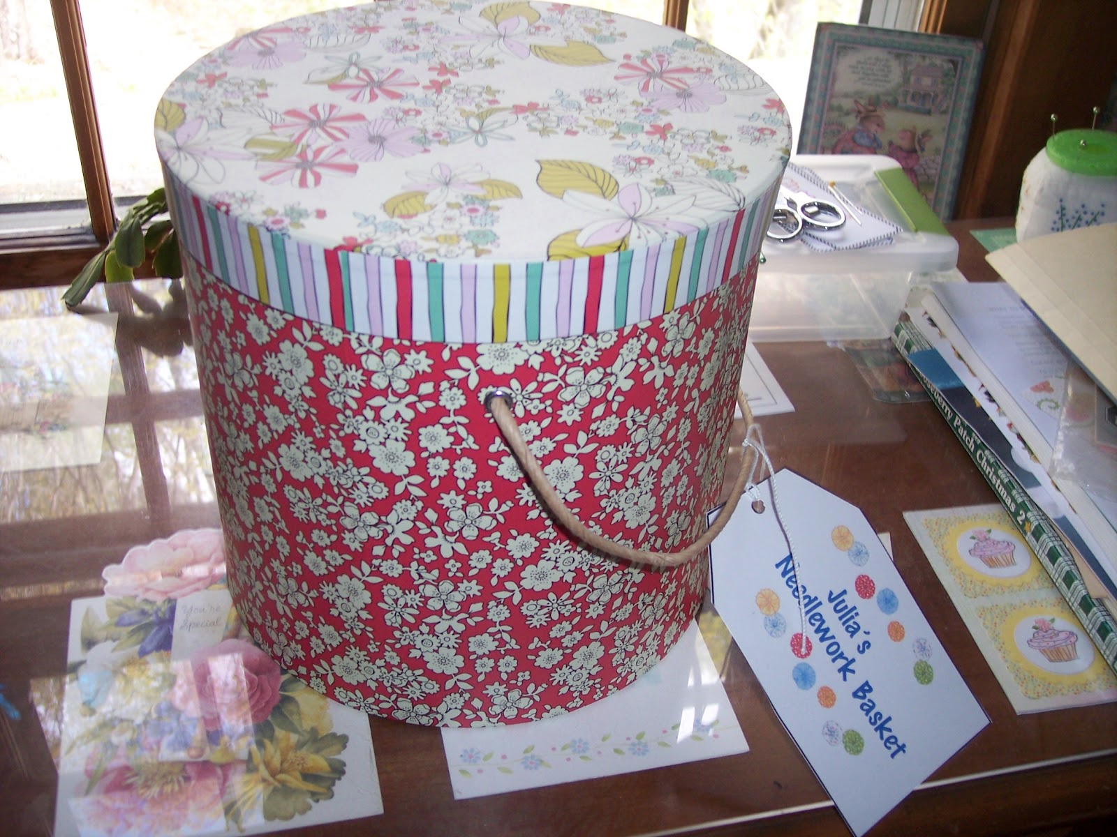 Across My Kitchen Table Little needlework basket a great gift for kids!