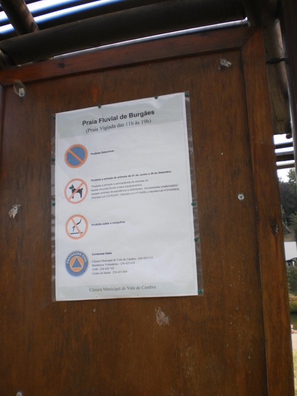 Informações para os utilizadores da Praia Fluvial de Burgães