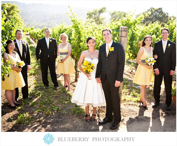 napa wedding photography outdoor vineyard brix yountville yellow bridesmaid dresses