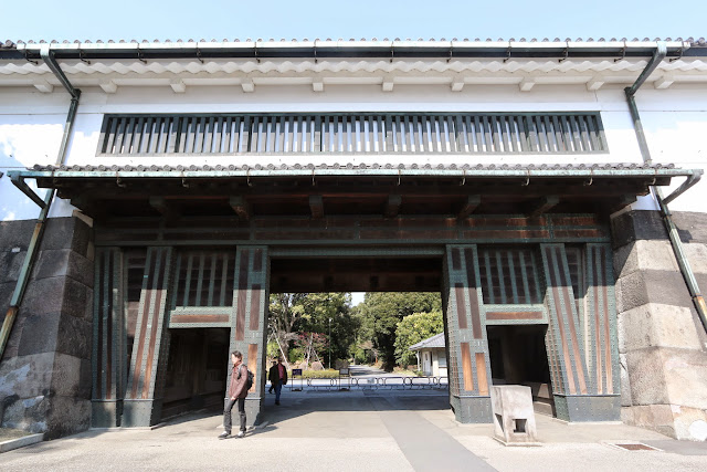 Look at the strong thick wooden structure to support the weight of the Otemon entrance gate at Imperial Palace East Garden in Marunouchi, Tokyo, Japan Look at the strong thick wooden structure to support the weight of the Otemon entrance gate at Imperial Palace East Garden in Marunouchi, Tokyo, Japan