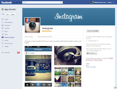Instagram in Facebook Appcenter, Abhijit Roy in Instagram