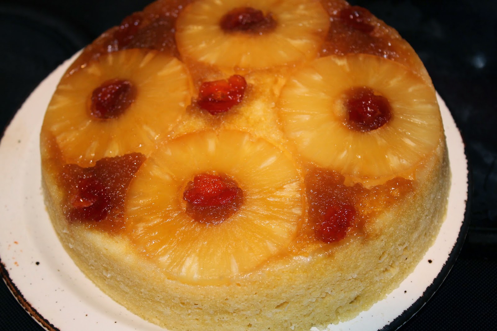 Microwave upside pineapple cake