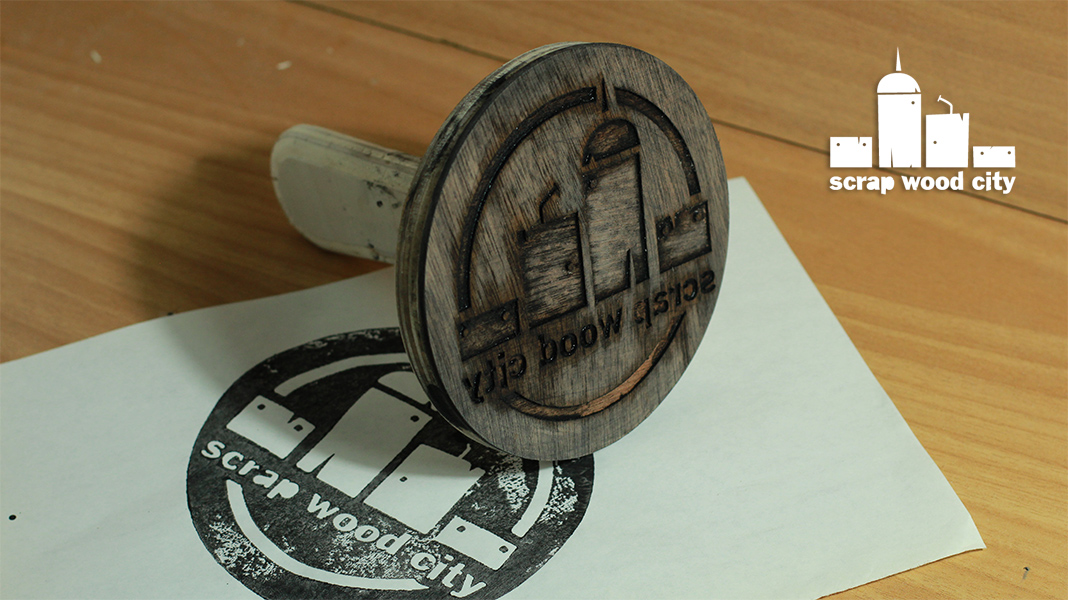 scrap wood city DIY experimental wooden logo stamp