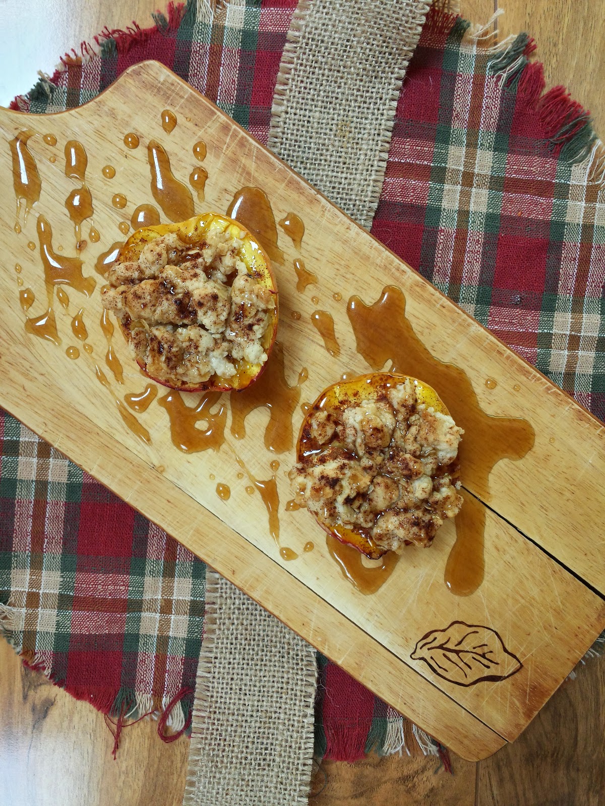 stuffed peaches with warm brown sugar glaze