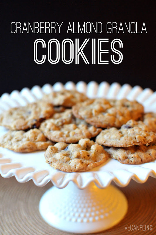 VeganFling Cranberry Almond Granola Cookies