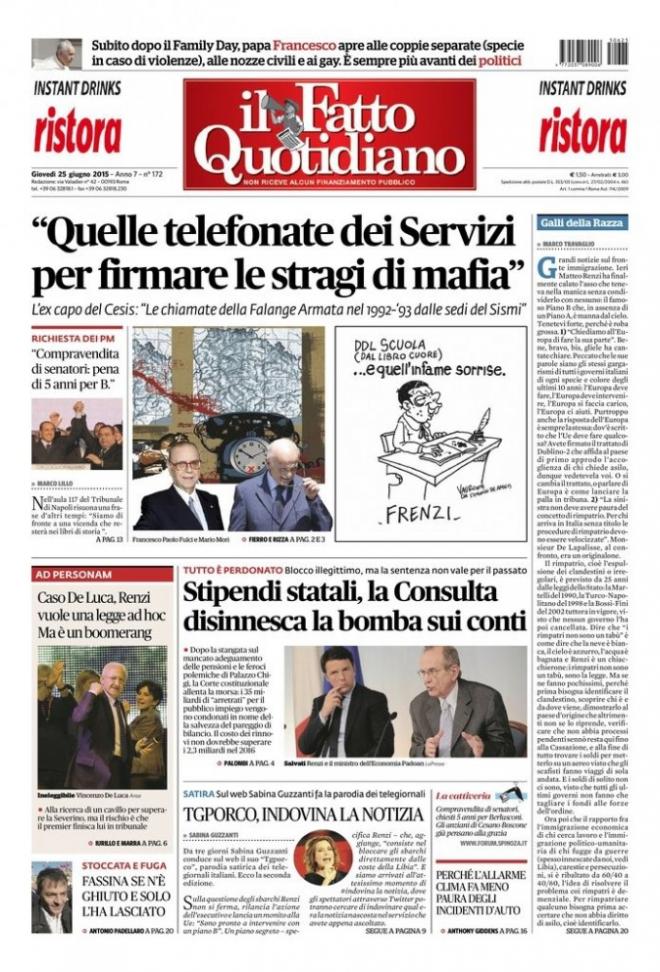 reportages QUOTIDIANI, la miglior prima pagina di oggi, 25 giugno IL