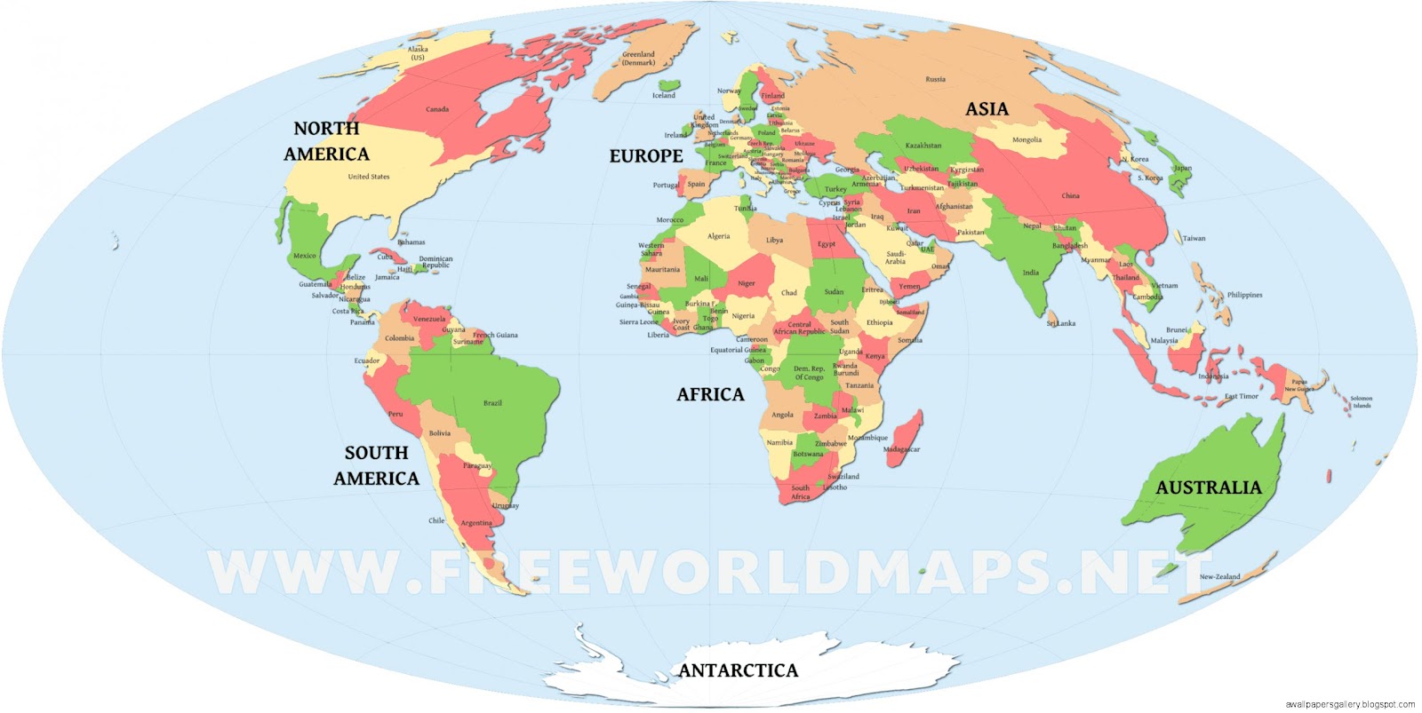 Printable World Map with Countries Printable World Map with Countries
