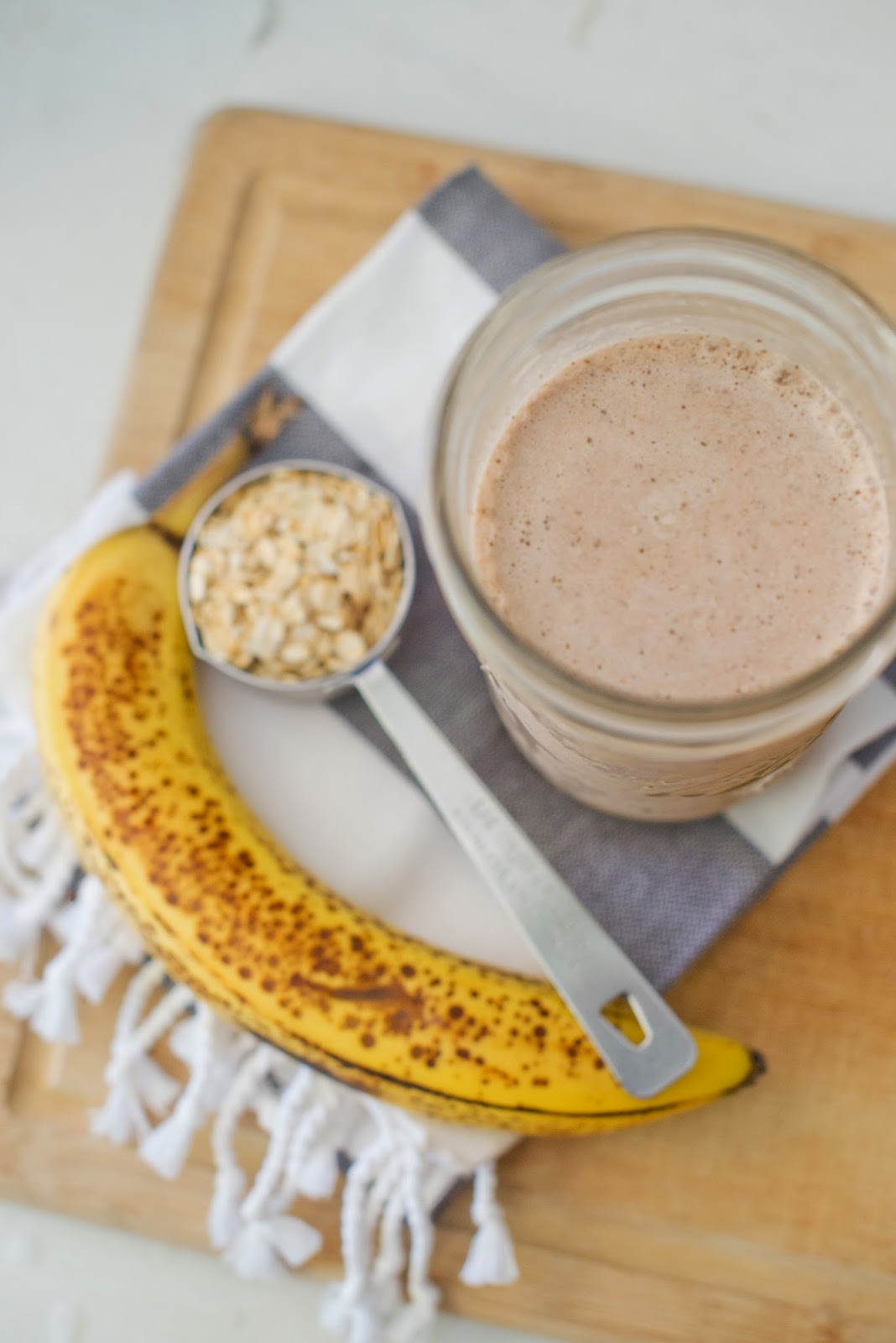 Domestic Fashionista Chocolate Banana Coconut Oatmeal Protein Shake