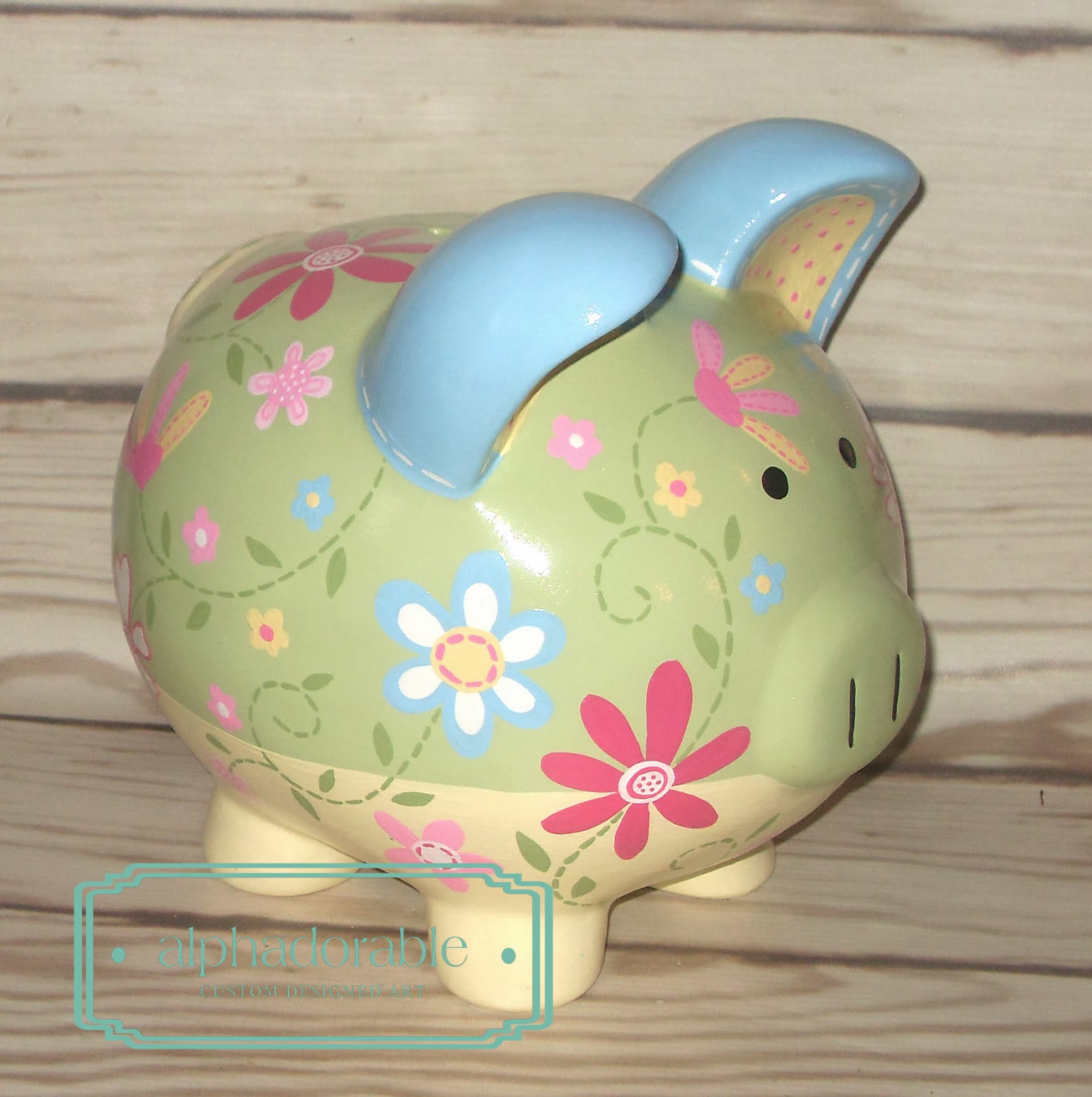 Alphadorable Custom Piggy banks for a Daisy Garden Nursery!!