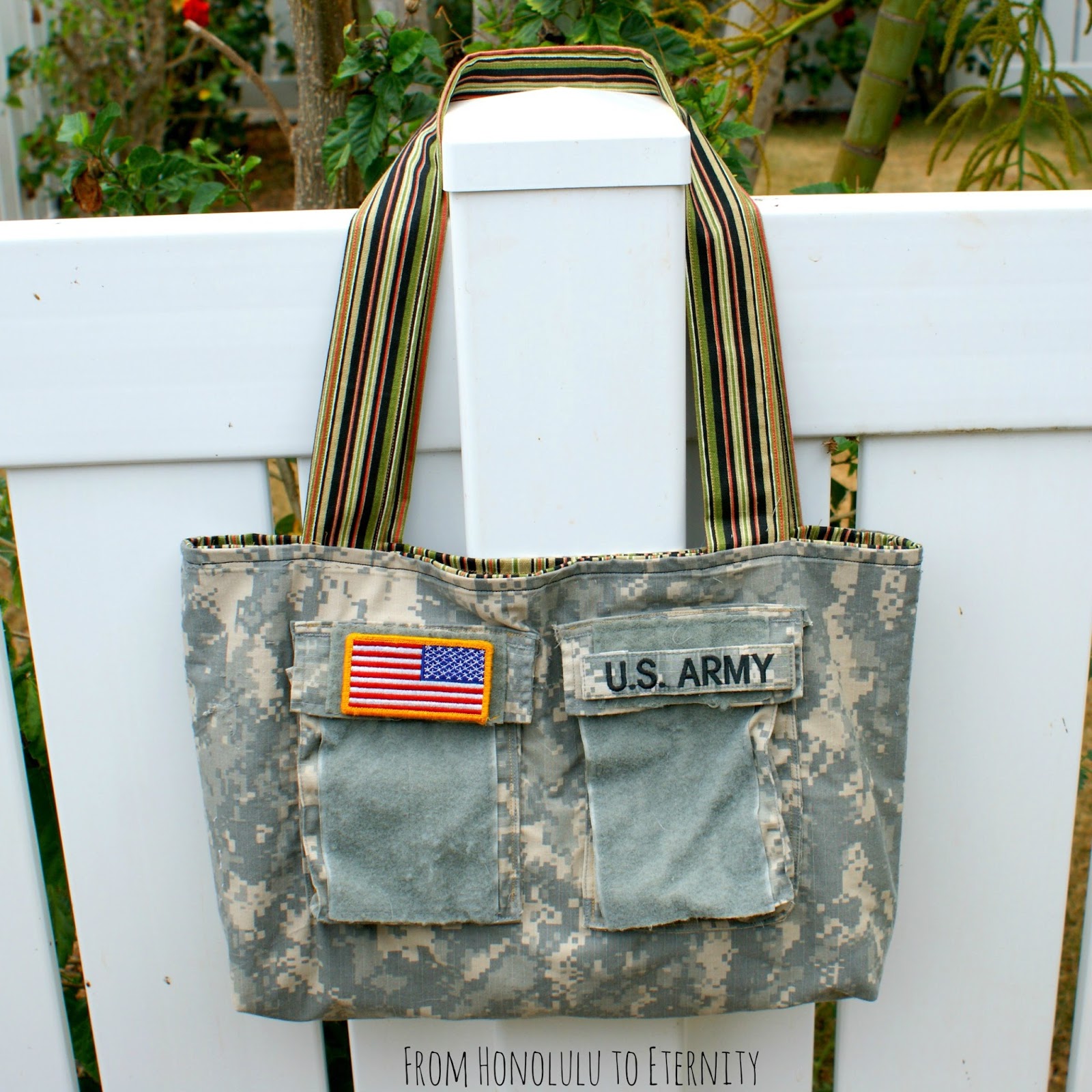 ve finally gotten around to sewing myself a tote bag from an old ACU ...