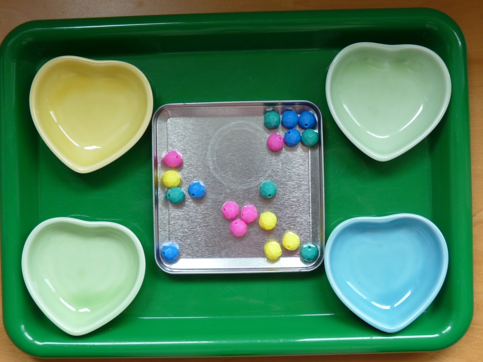 Montessori Practical Life II Sorting colored beads