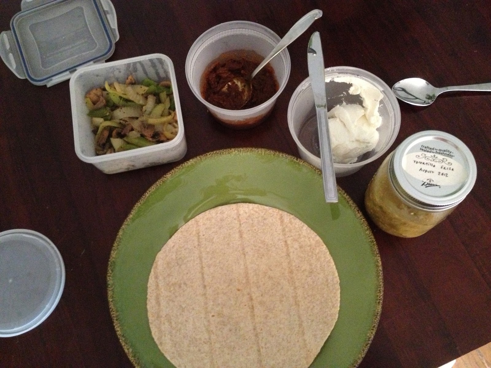 Working Out and Eating In Fajitas with Mole Sauce, Goat Cheese, and