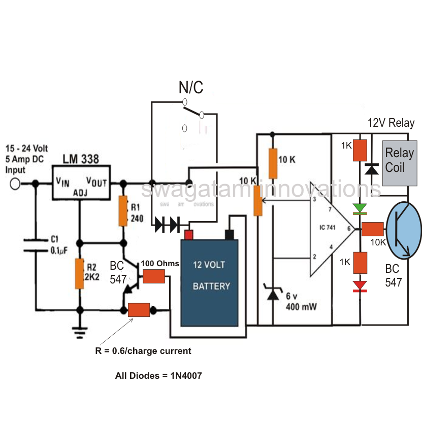  Automatic Battery Charger Circuit - Universal Battery Charger Circuit