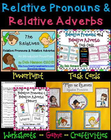 crafting connections relative pronouns adjective clauses anchor chart adverbs anchor chart