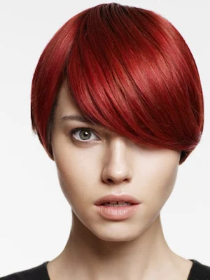 short haircut with ruby red