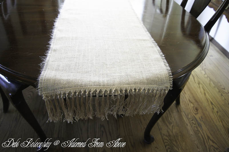 Adorned From Above Fringed Burlap Table Runner