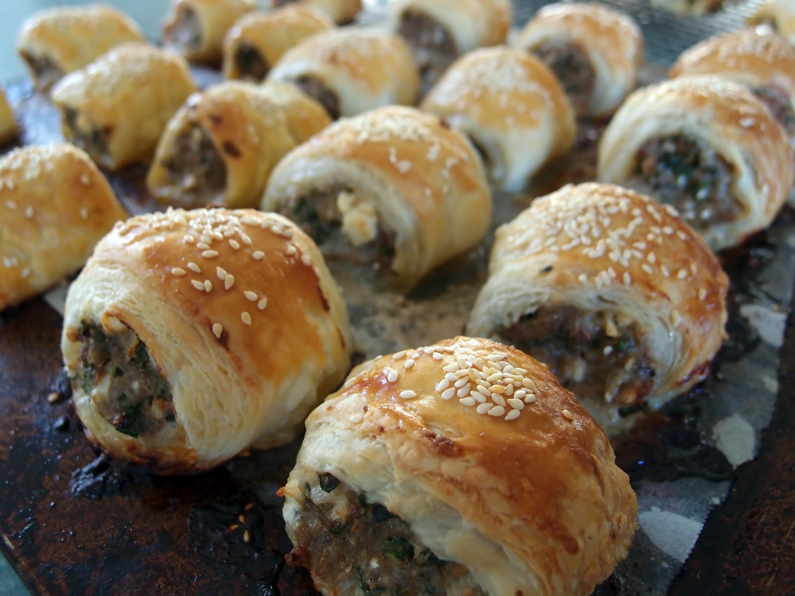 Milk and Honey Lamb, Spinach and Feta Sausage Rolls
