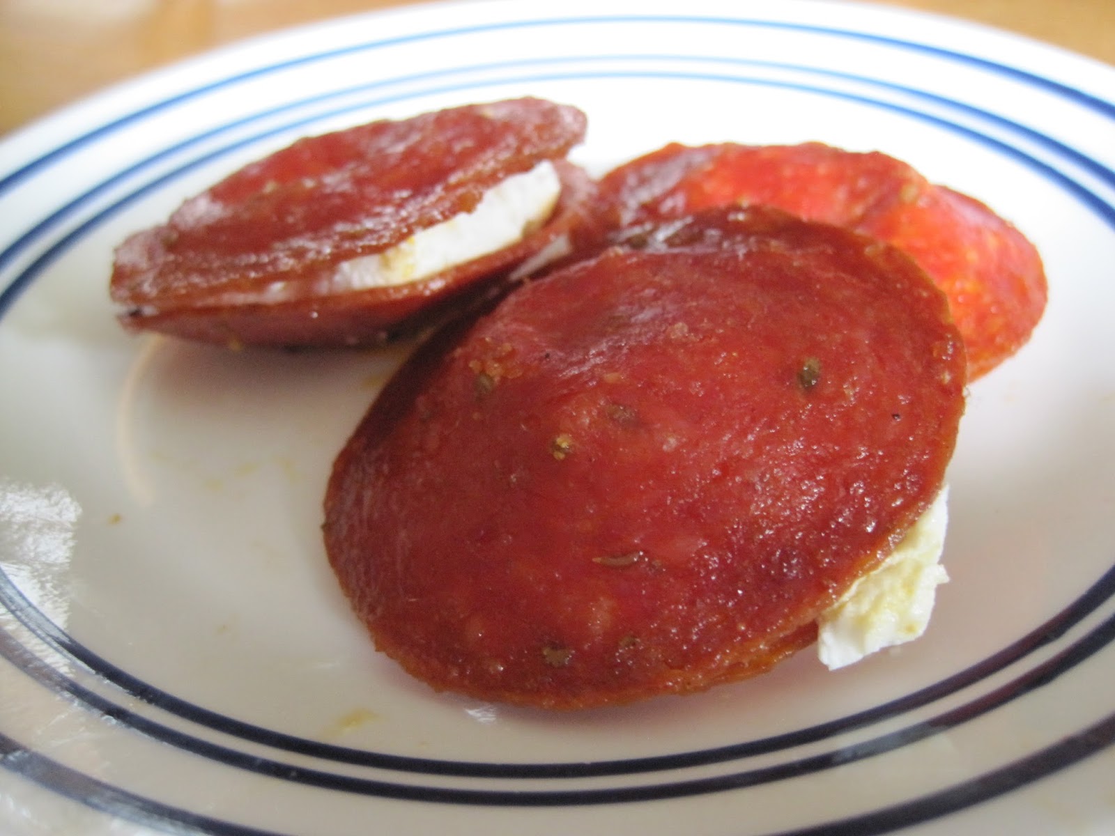 Until The Thin Lady Sings Pepperoni Goat Cheese "Sandwich" Snacks
