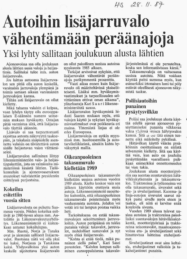 Lisäjarruvalouutinen 28.11.1987