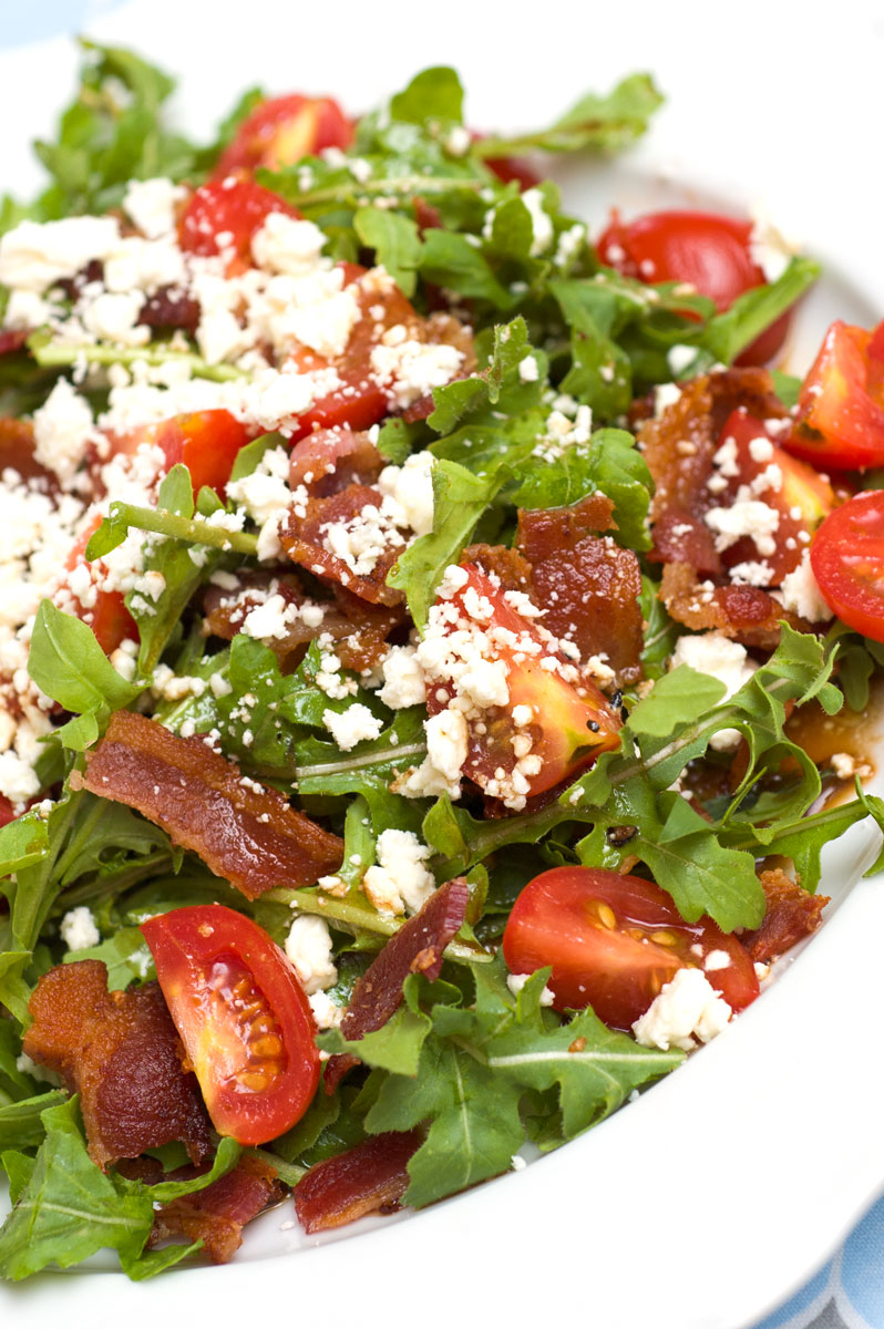 BLT Salad with Arugula, Feta and Balsamic Vinaigrette