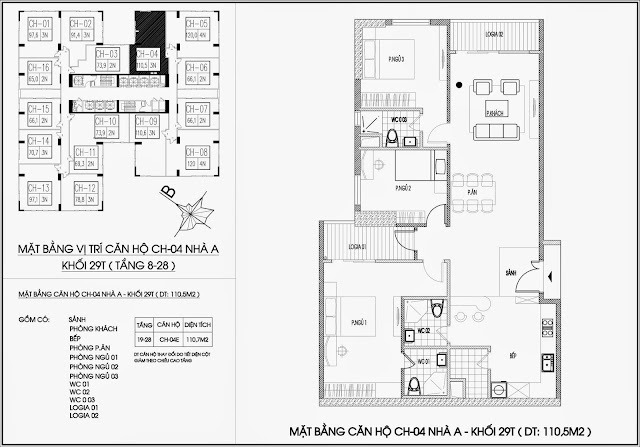 Mặt bằng căn hộ tòa A - 29 tầng, chung cư Imperia Garden Mặt bằng căn hộ tòa A - 29 tầng, chung cư Imperia Garden