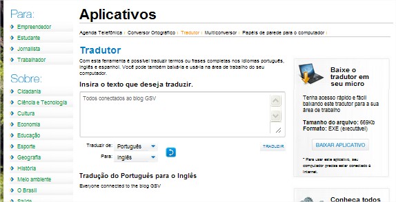 Tradutores Português > Inglês -  - Portal Oficial da