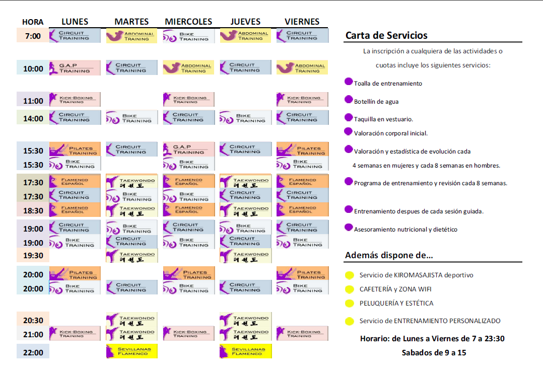 HORARIO DE ACTIVIDADES DE INVIERNO...