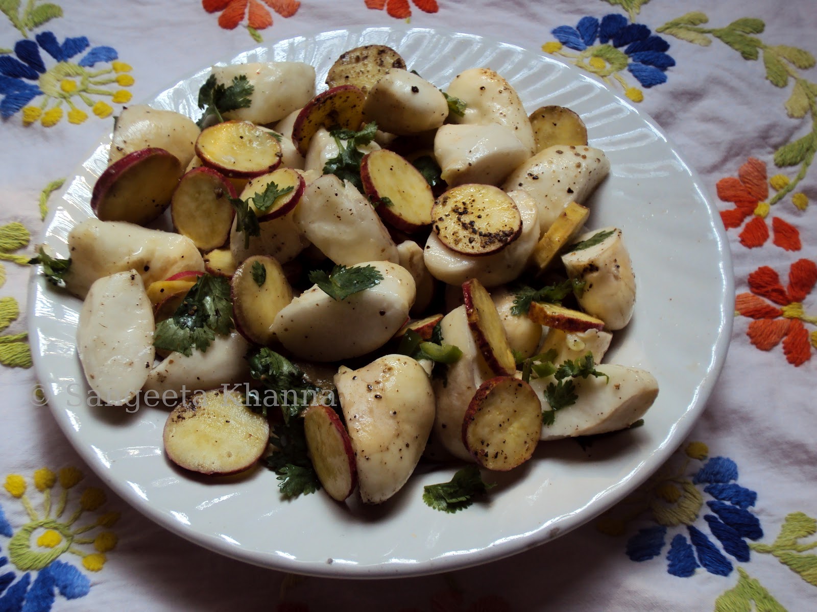 sweet potatoes and water chestnut salad