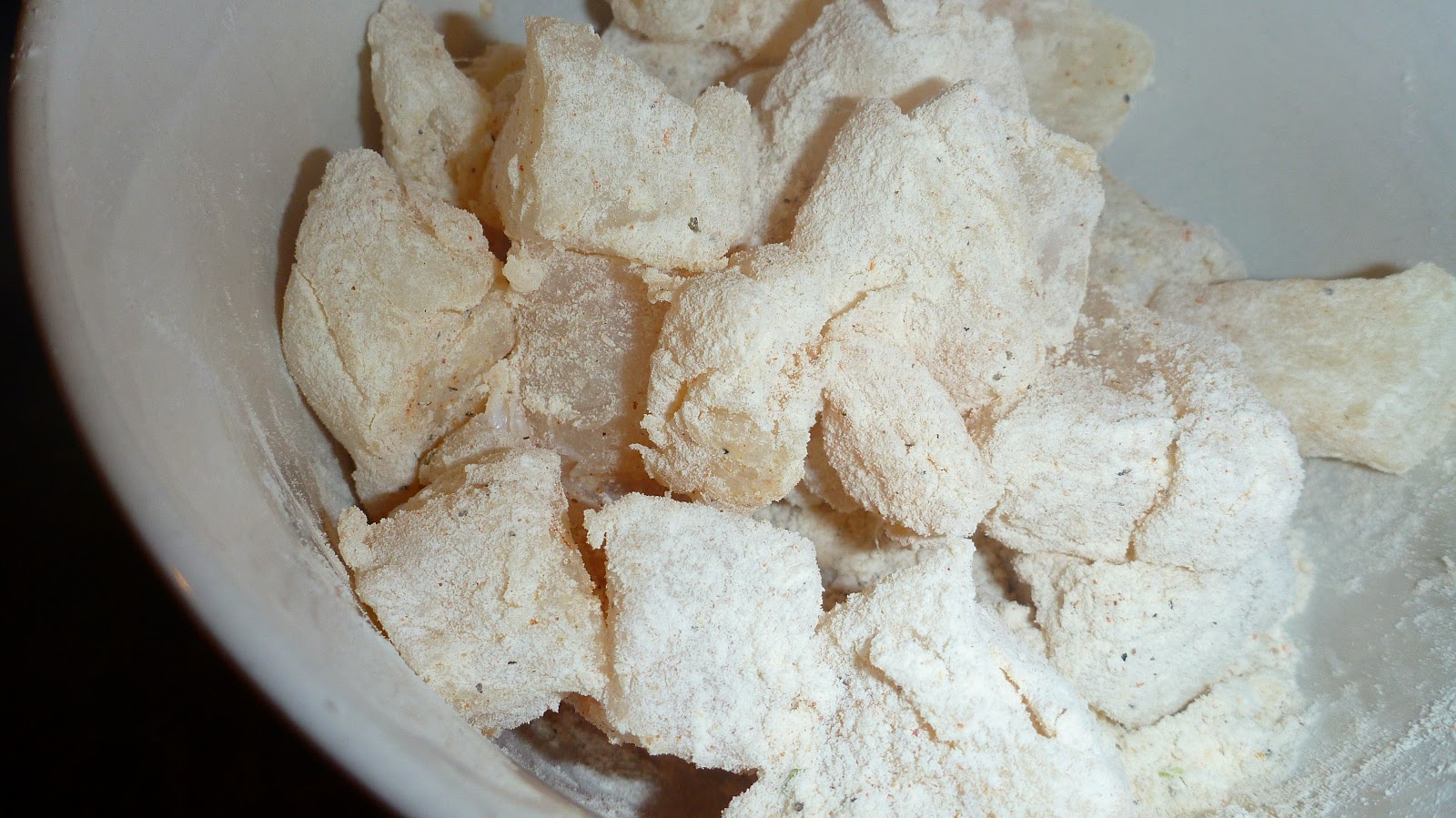 Halibut Nuggets and Chopped Salad