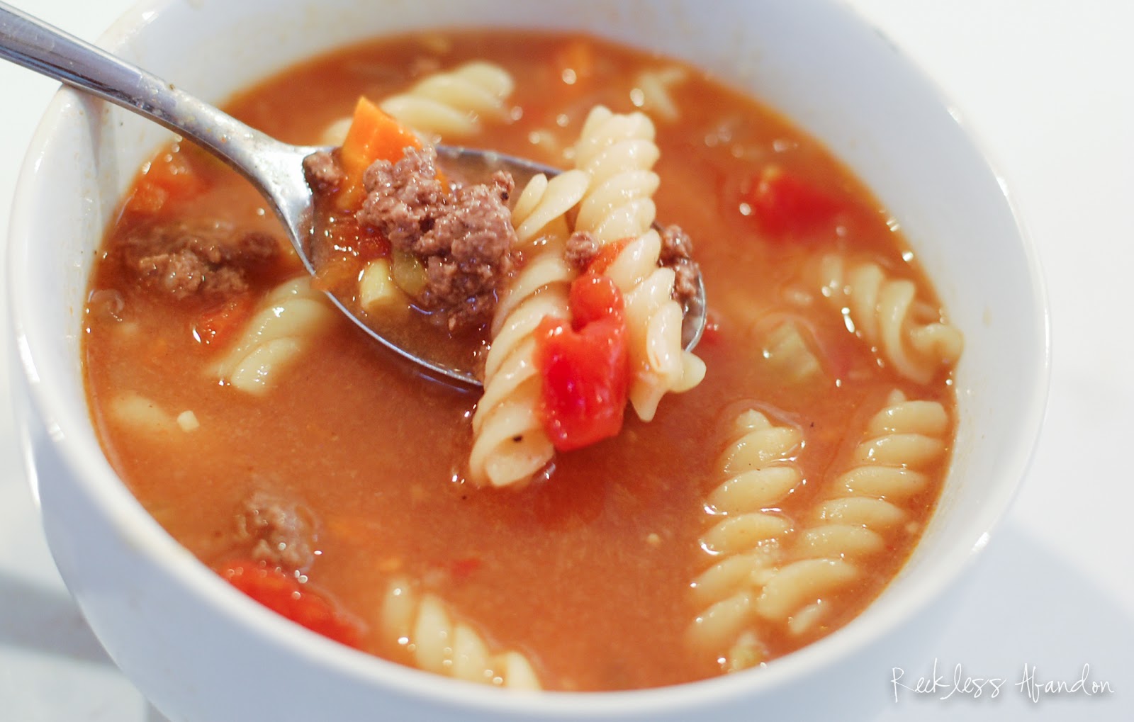 Reckless Abandon Elk Rotini Soup