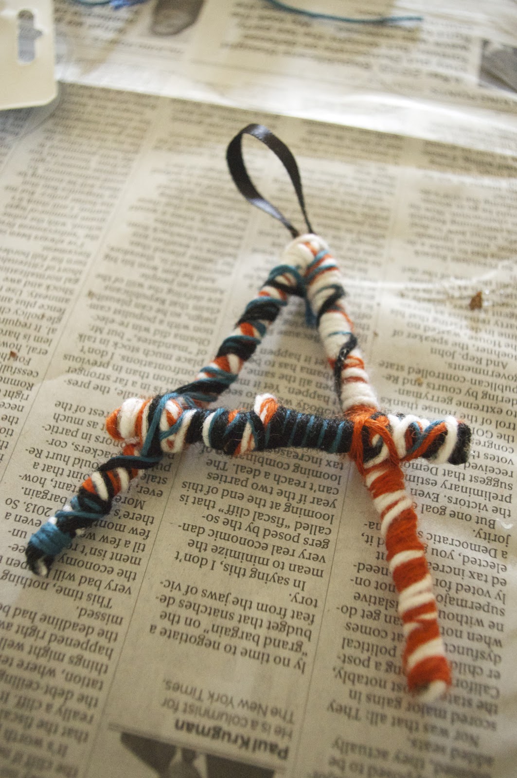 turquoise violets DIY Yarn Letter Ornaments