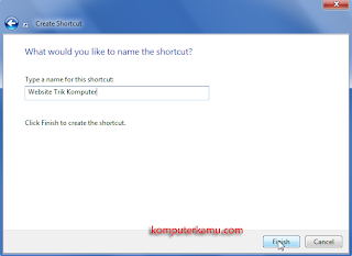 Beri nama shortcut internet tersebut
