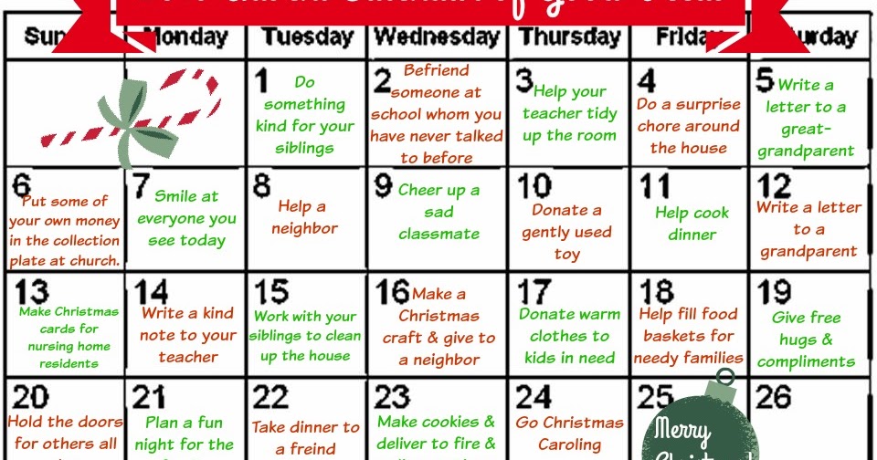 Fit Momma of Four Advent Calendar of Good Deeds