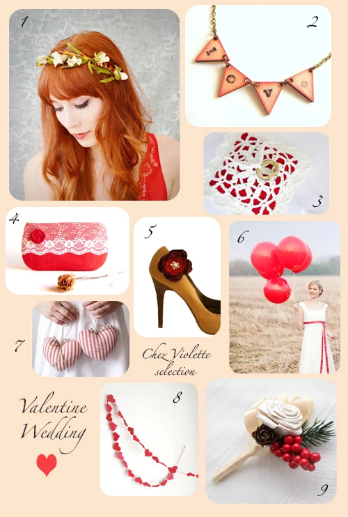 Valentine Wedding red ecru ivory by Chez Violette
