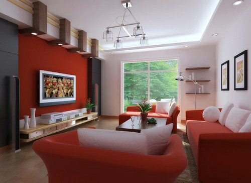 Decoración de interiores: Salones de color rojo