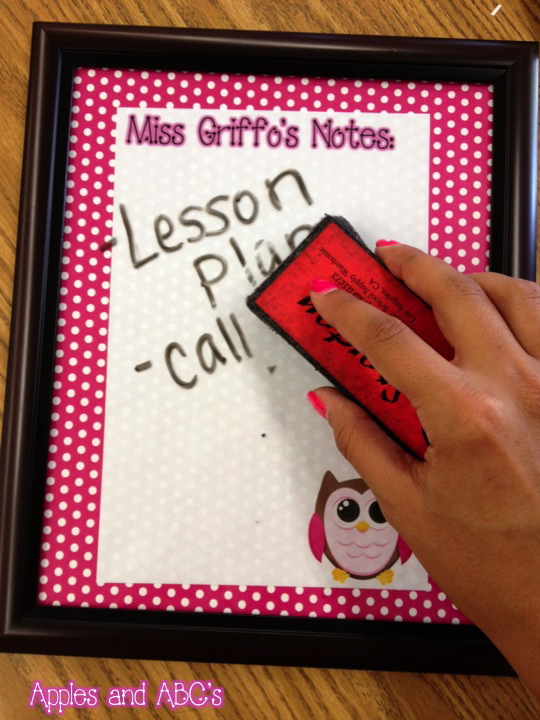 Picture Frame Dry Erase Board Apples and ABC's