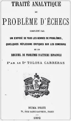 Portada del Tratado analítico de los problemas de ajedrez de José Tolosa