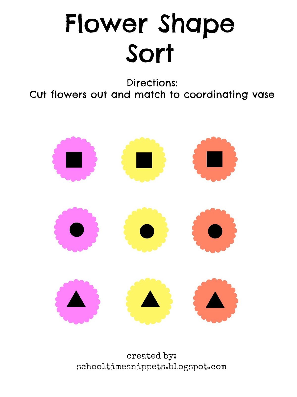 FREE Flower Shape Sort Printable for Toddlers & Preschoolers School